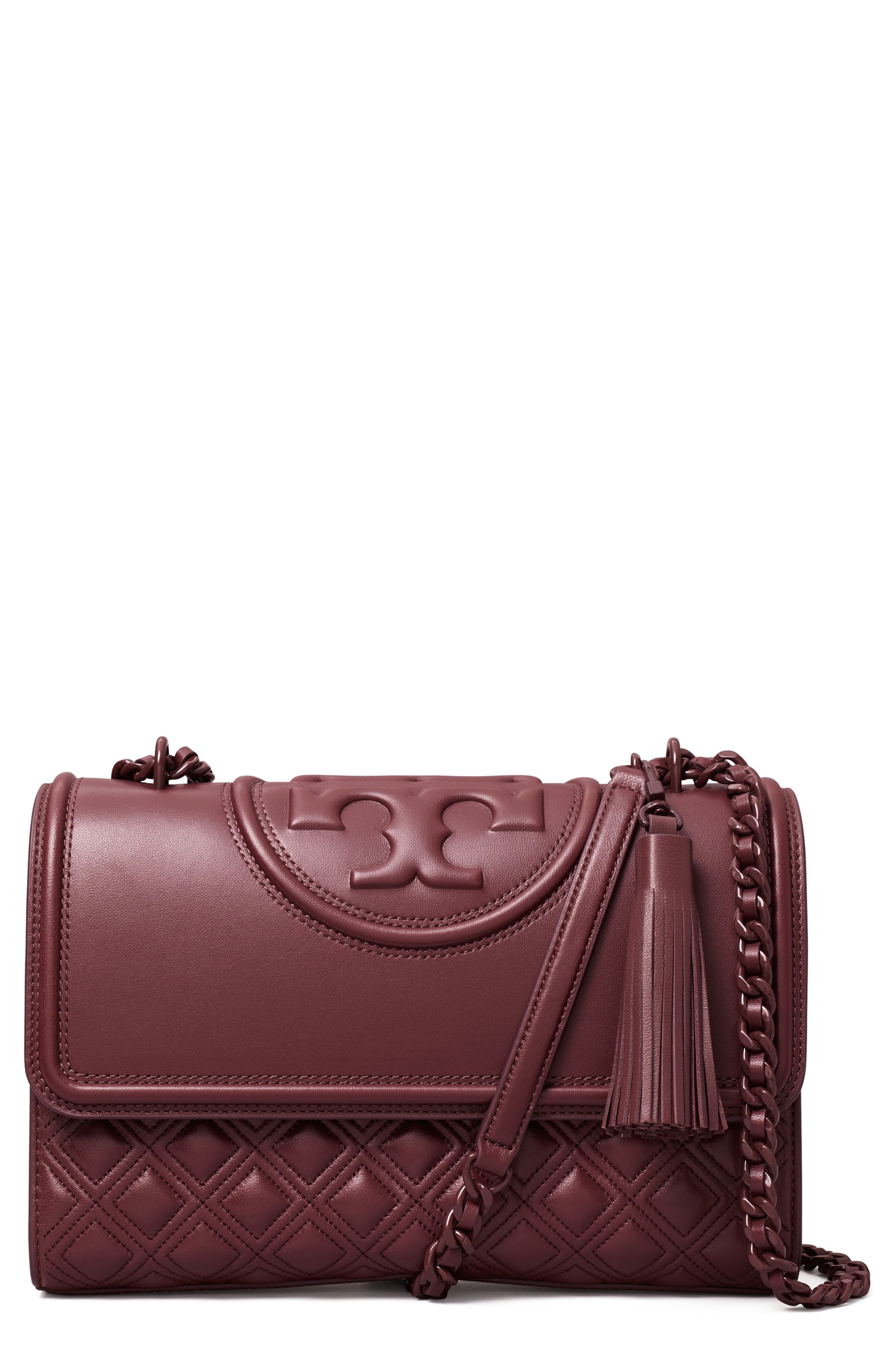 Fleming Convertible Leather Shoulder Bag, Main, color, WINE