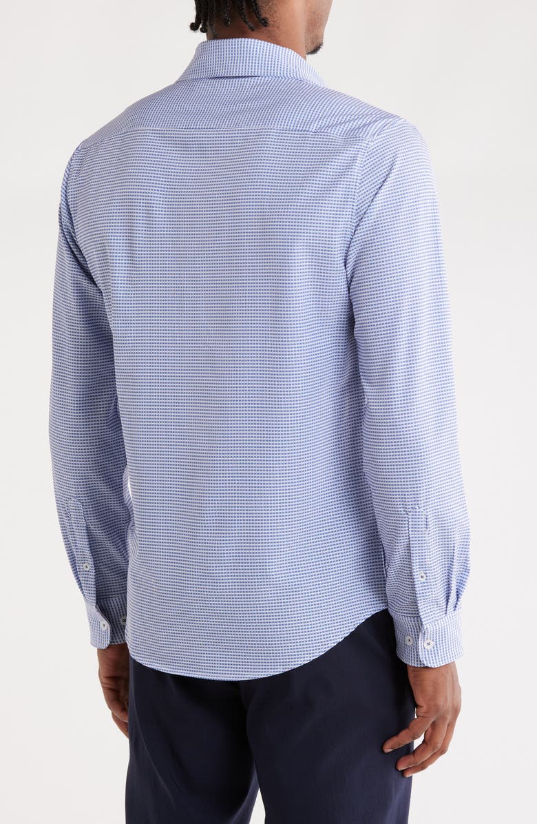 DENIM AND FLOWER Geometric Tech Long Sleeve Button Front Shirt, Alternate, color, Blue/ White