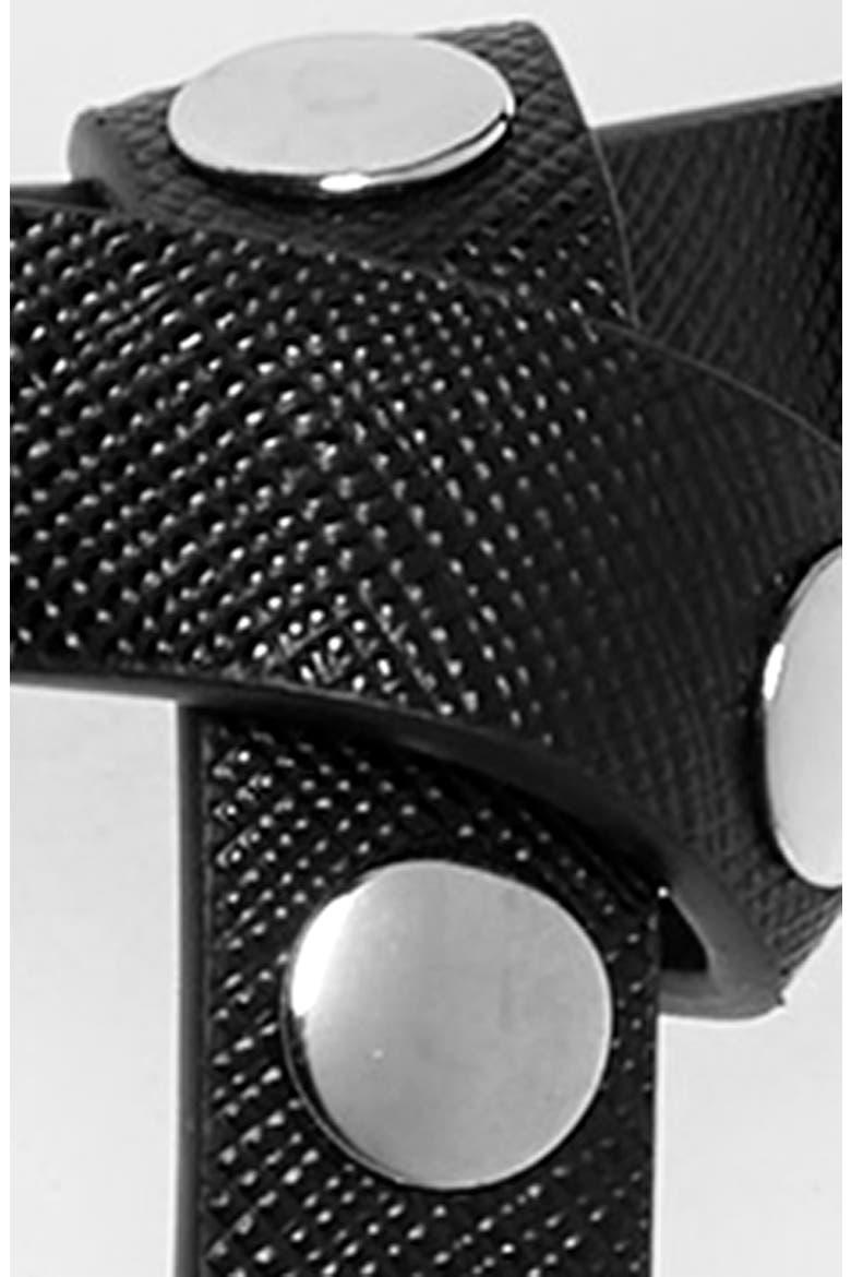 Studded Saffiano Leather Belt, Alternate, color, NERO/ SILVER