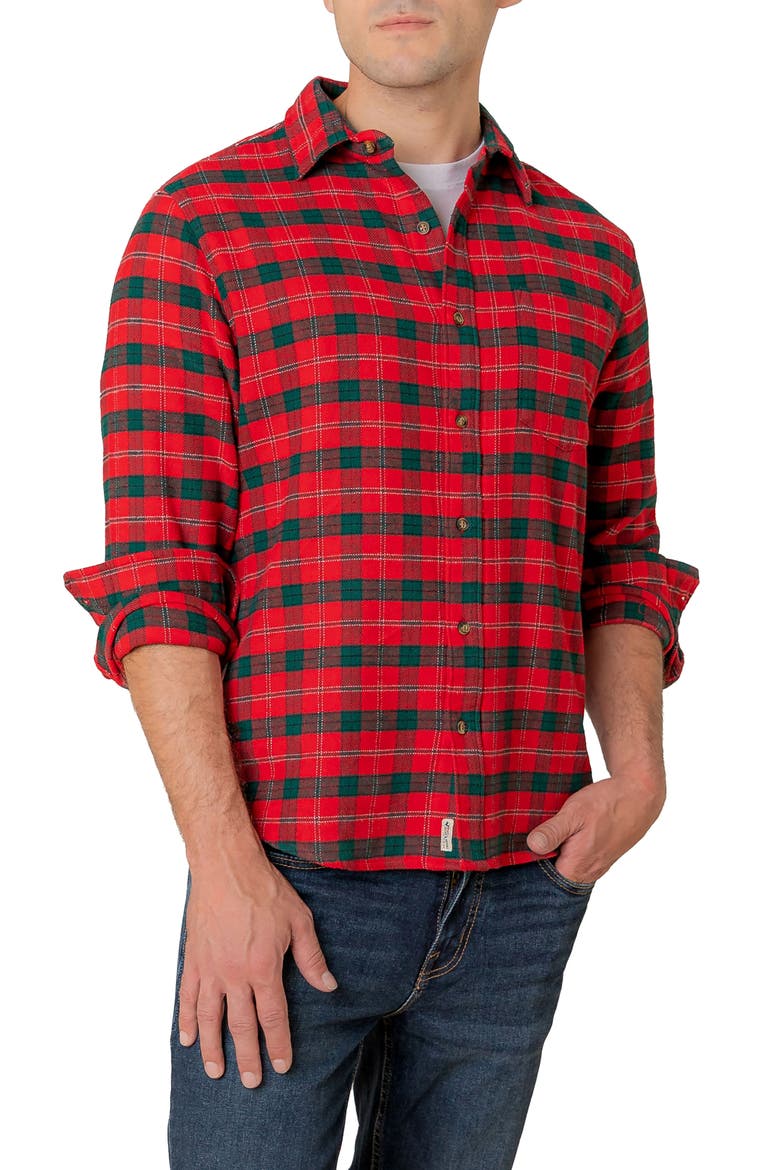 Organic Long Sleeve Flannel Button Down Shirt, Main, color, London Plaid