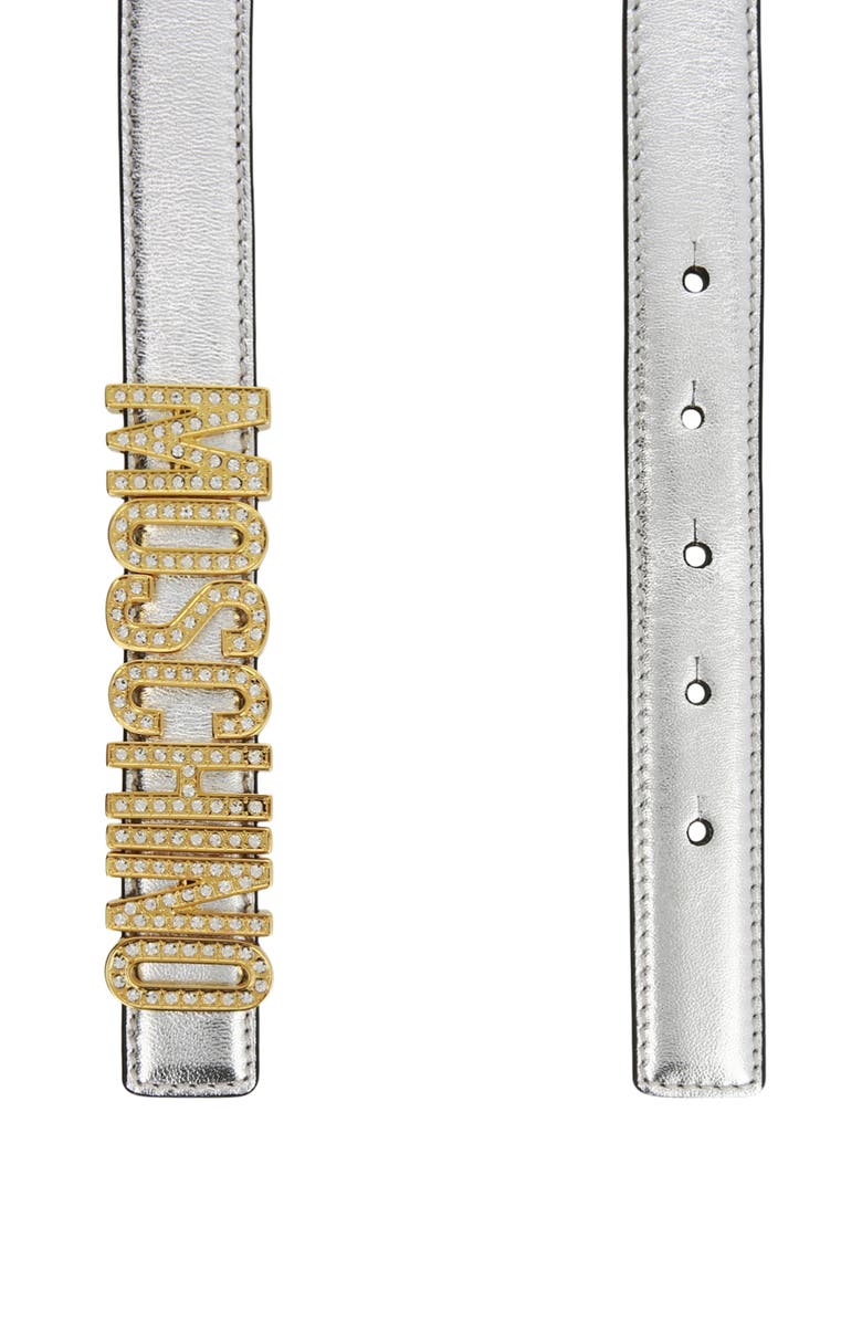 Moschino Logo Leather Belt, Alternate, color,