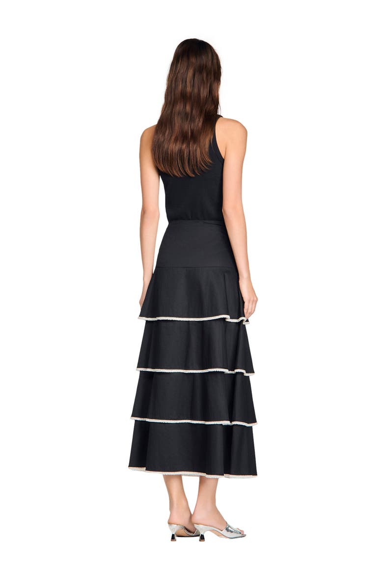 Long ruffled rhinestone skirt, Alternate, color, Black