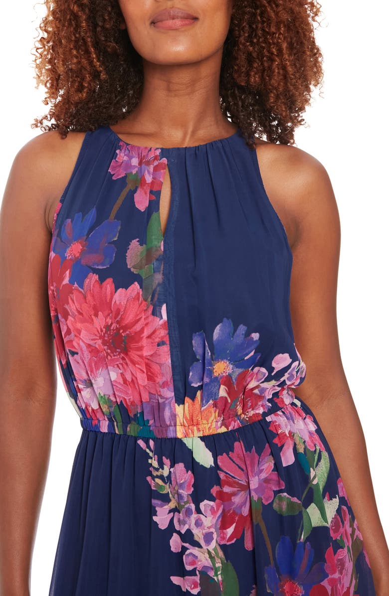 London Times Floral Sleeveless Chiffon Maxi Dress, Alternate, color, 