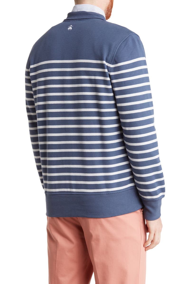 Brooks Brothers Mariner Stripe Cotton Blend Half-Zip Sweatshirt, Alternate, color,