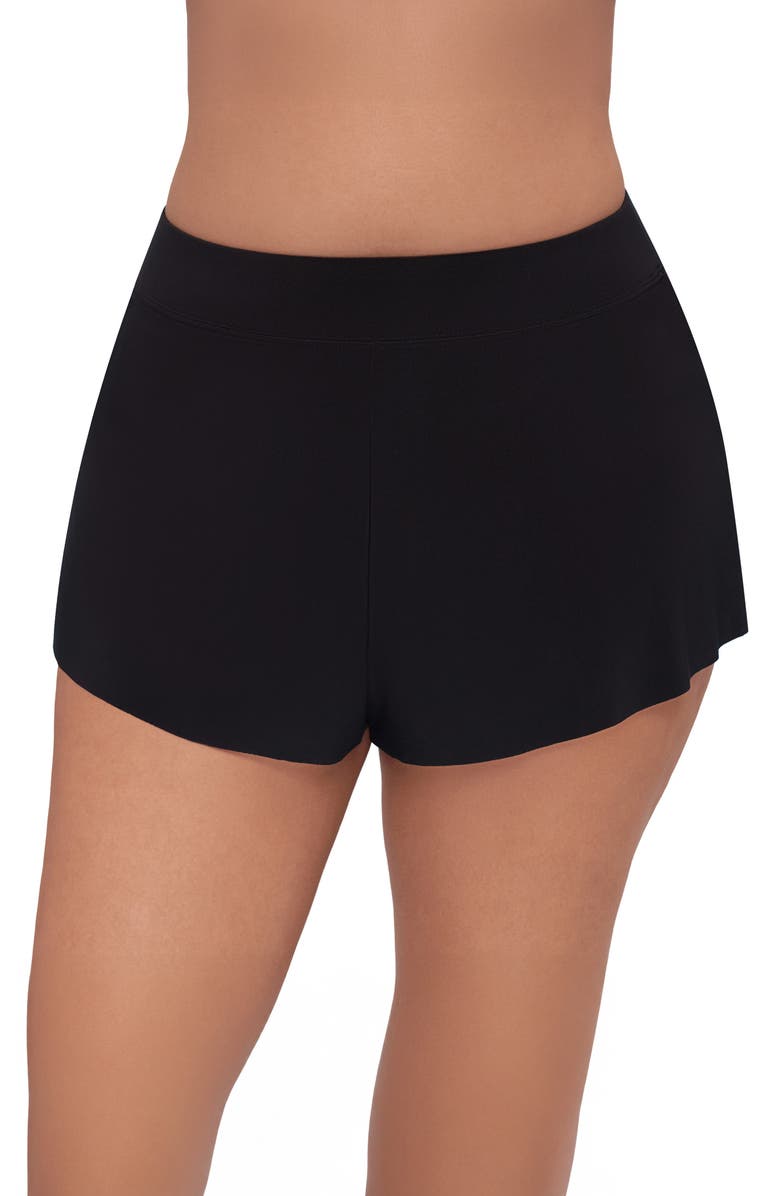 Trimshaper Mid-Rise Drape Control Swim Short, Alternate, color, Black