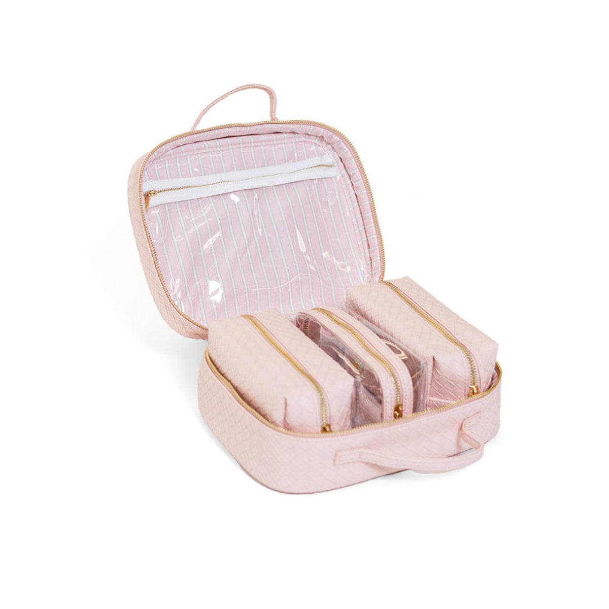 Woven Shell Makeup Bag, Alternate, color, Pink