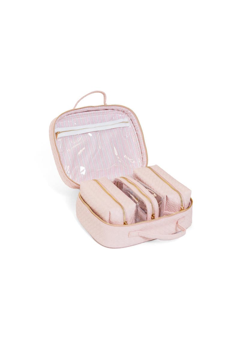 Woven Shell Makeup Bag, Alternate, color, Pink