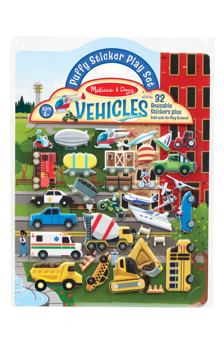 Melissa & Doug Vehicles Puffy Sticker Playset, Main, color, Multi