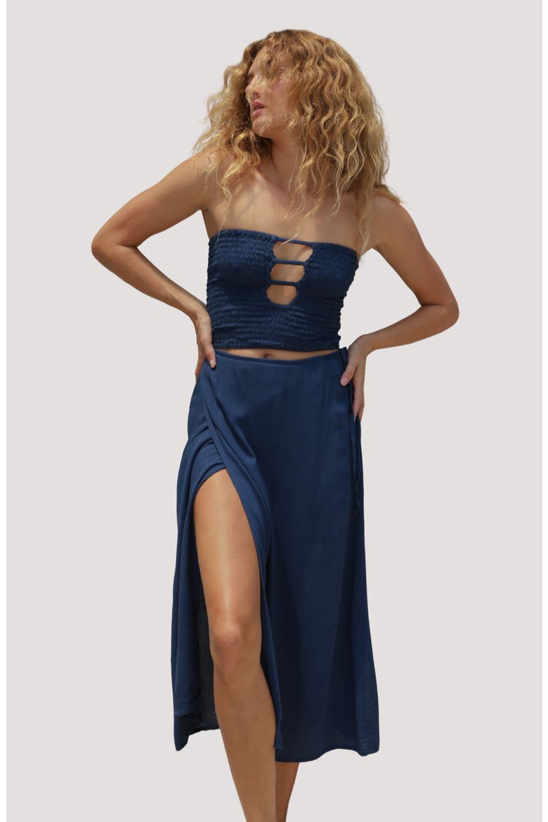 Coco Smocked Crop Tube Top, Alternate, color, AZUL