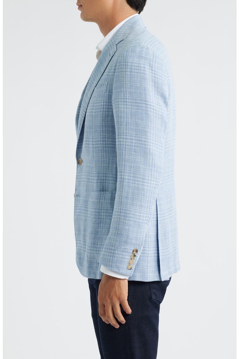 Kei Trim Fit Plaid Slub Linen & Wool Sport Coat, Alternate, color, LIGHT BLUE