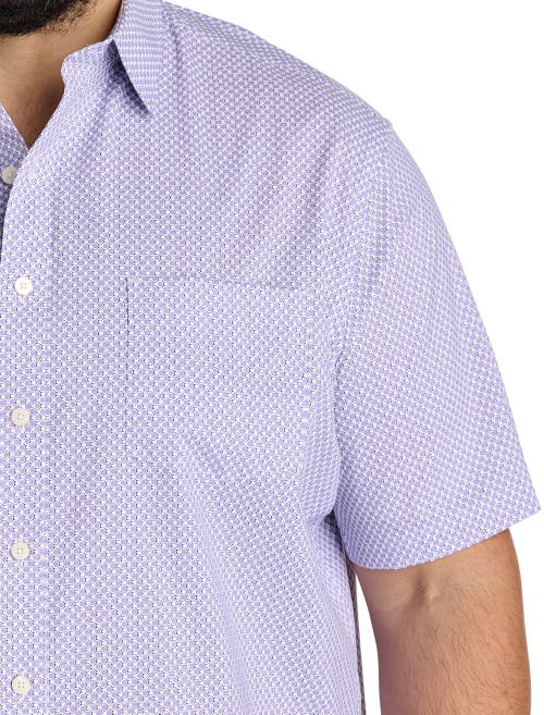 Untuckit Fit By Dxl Big & Tall Crofton Wrinkle-free Performance Geometric Print Sport Shirt In Purple