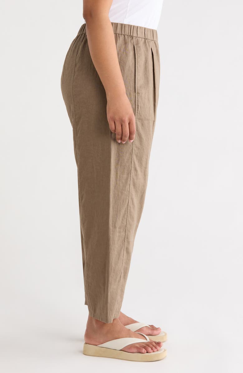 Eileen Fisher Pleated Organic Linen Ankle Lantern Pants, Alternate, color, Walnut