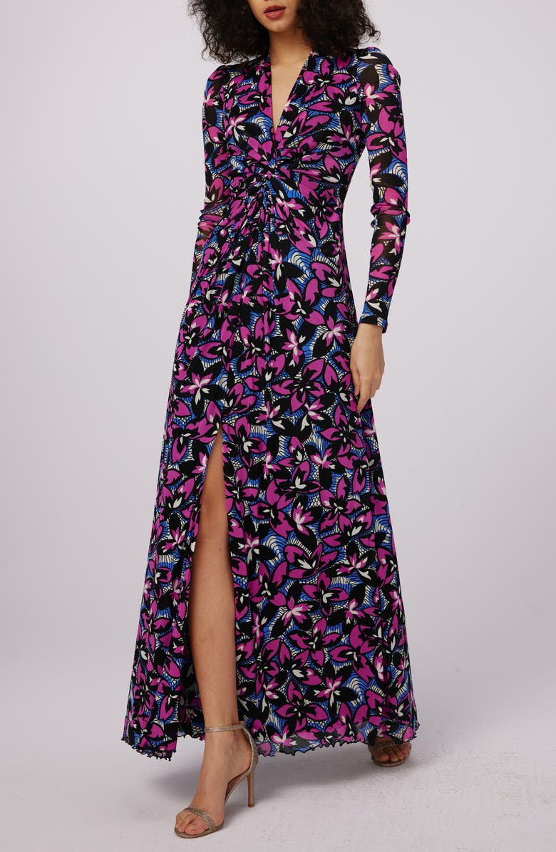 DVF Kassia Floral Twist Long Sleeve Maxi Dress, Alternate, color,
