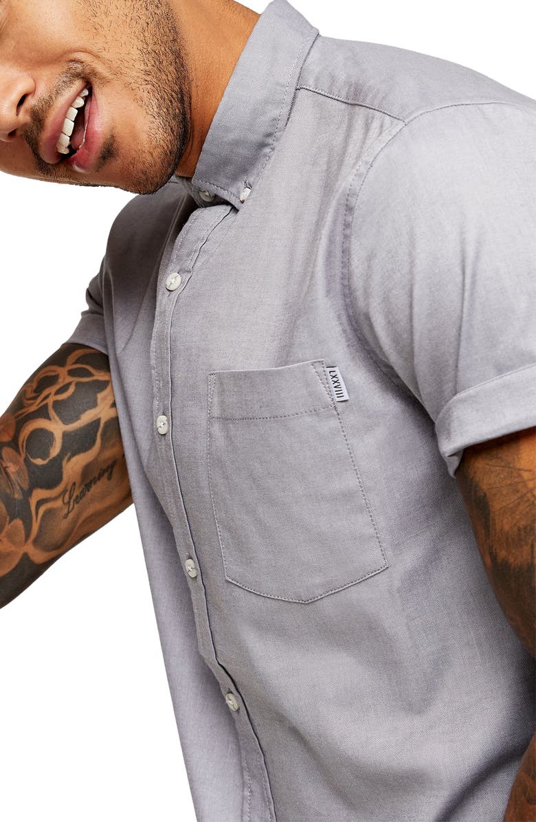 Topman Stretch Skinny Fit Oxford Shirt, Alternate, color,