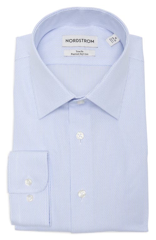 Nordstrom Trim Fit Premium Non-iron Ticking Stripe Cotton Dress Shirt