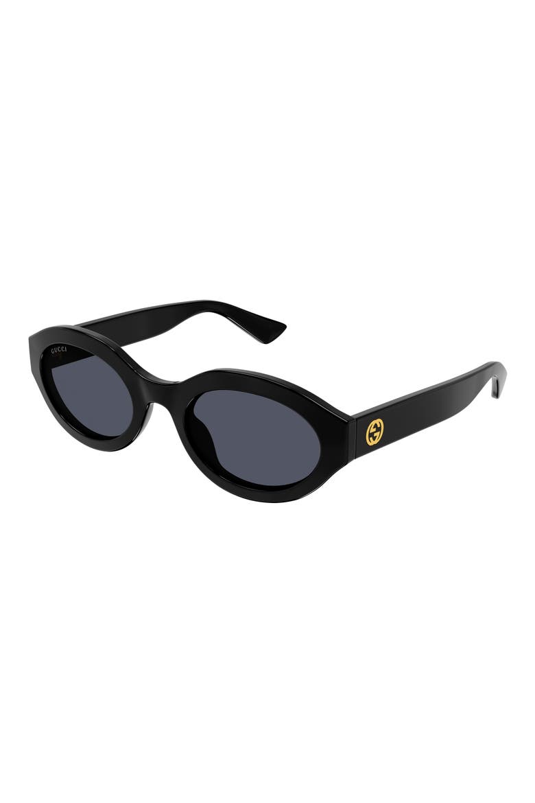 53mm Small Oval Sunglasses, Alternate, color, BLACK