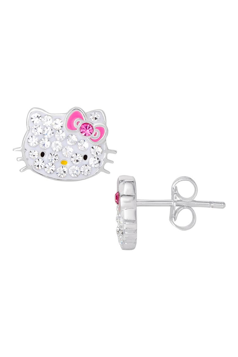 x Sanrio Hello Kitty® Pavé Crystal Stud Earrings, Alternate, color, SILVER