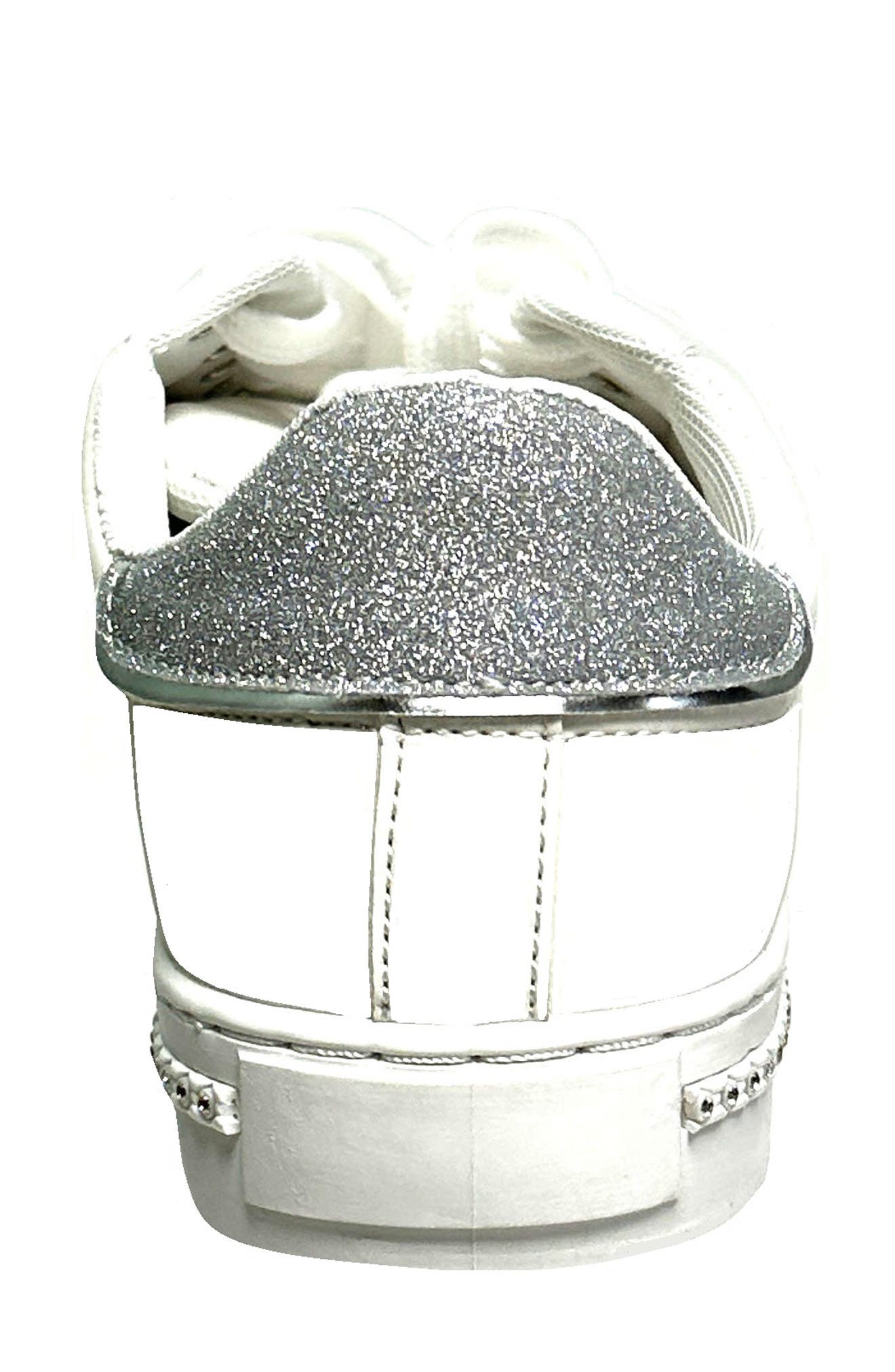 Beyond Embellished Glitter Sneaker, Alternate, color, WHITE