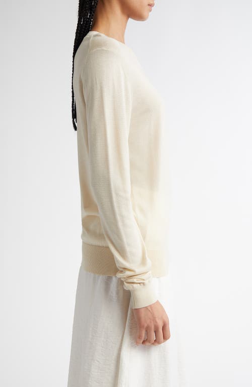 Totême Toteme Fine Silk & Cupro Crewneck Sweater In Ecru
