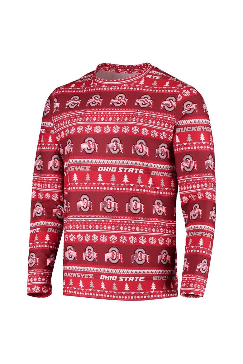 Men's Concepts Sport Scarlet Ohio State Buckeyes Ugly Sweater Knit Long Sleeve Top and Pant Set, Alternate, color, Scarlet