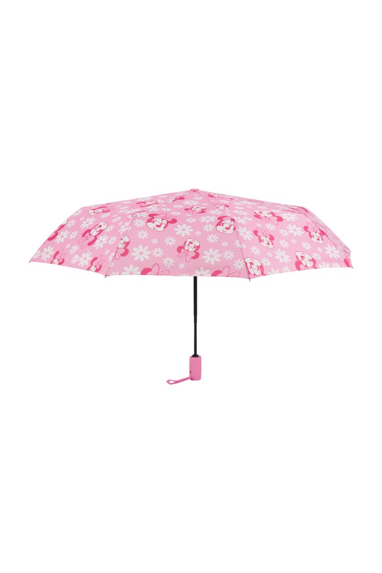 Minnie MouseFloral Umbrella, 39 Inch Arc, Pink  Compact, Lightweight & Travel-Friendly, Main, color, PINK
