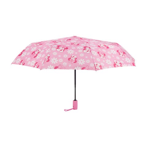 Minnie MouseFloral Umbrella, 39 Inch Arc, Pink  Compact, Lightweight & Travel-Friendly