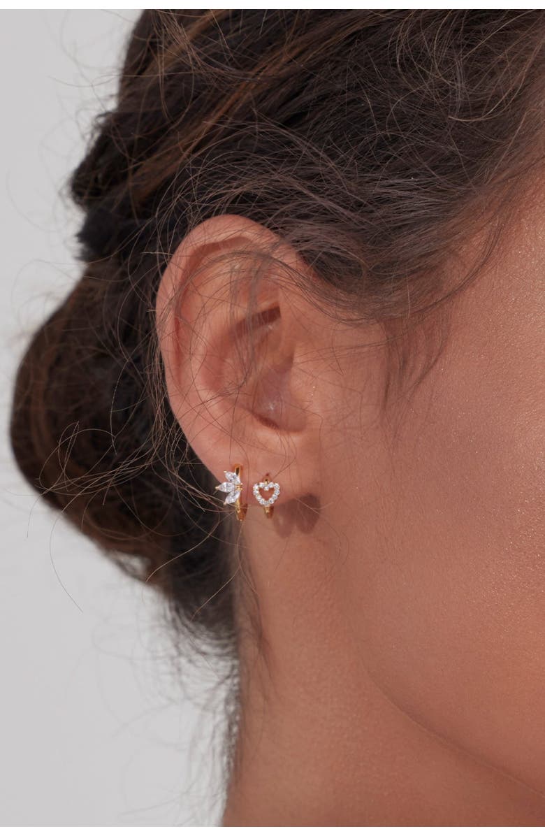 Bearfruit Jewelry 14k Gold Plated Lotus Huggies Minimalist Dainty Delicate Symbolic, Alternate, color, Gold