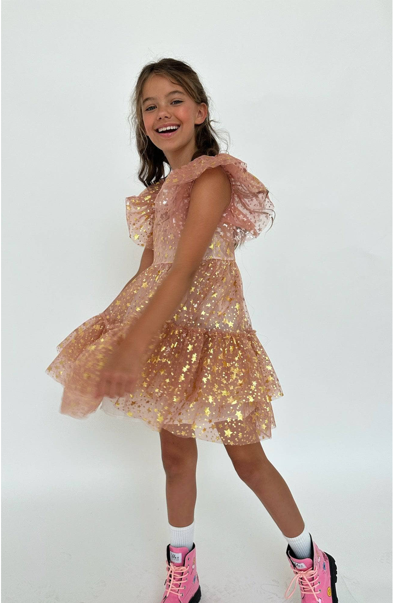 Lola + The Boys Goldie Star Dress, Alternate, color, Gold