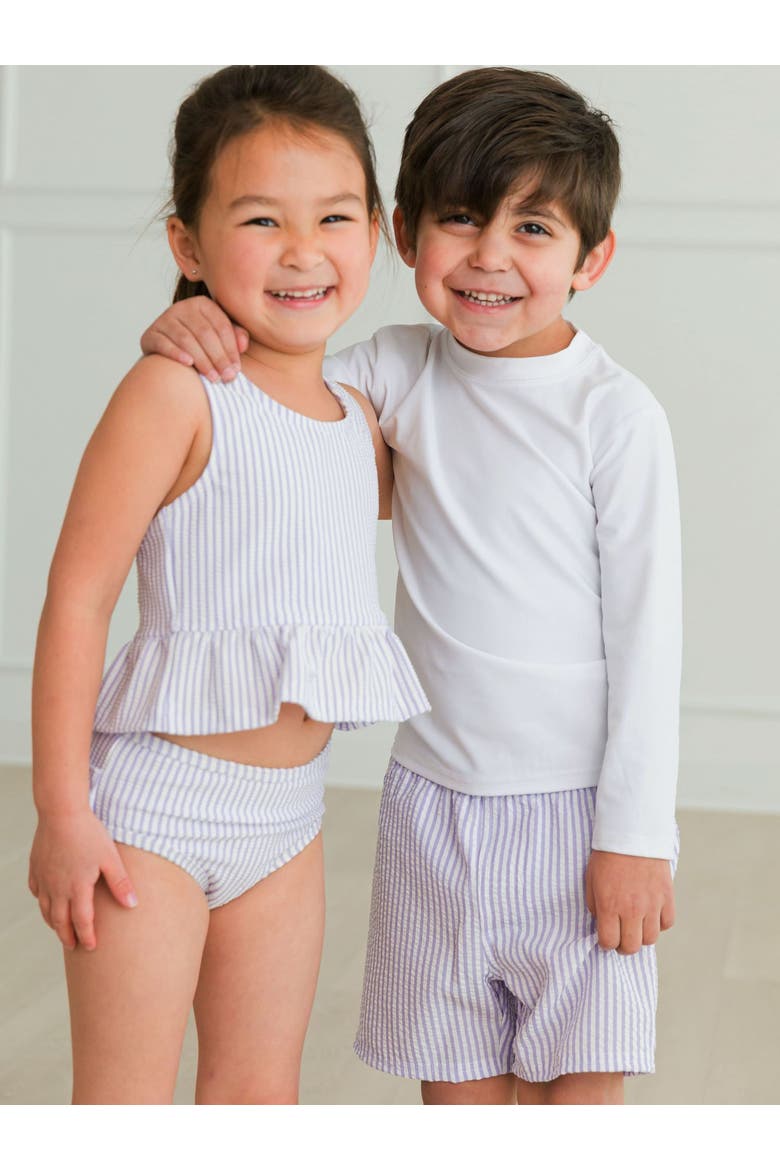Toddler/Girls UPF50+ Seersucker Peplum Tankini, Alternate, color, Lavender Seersucker