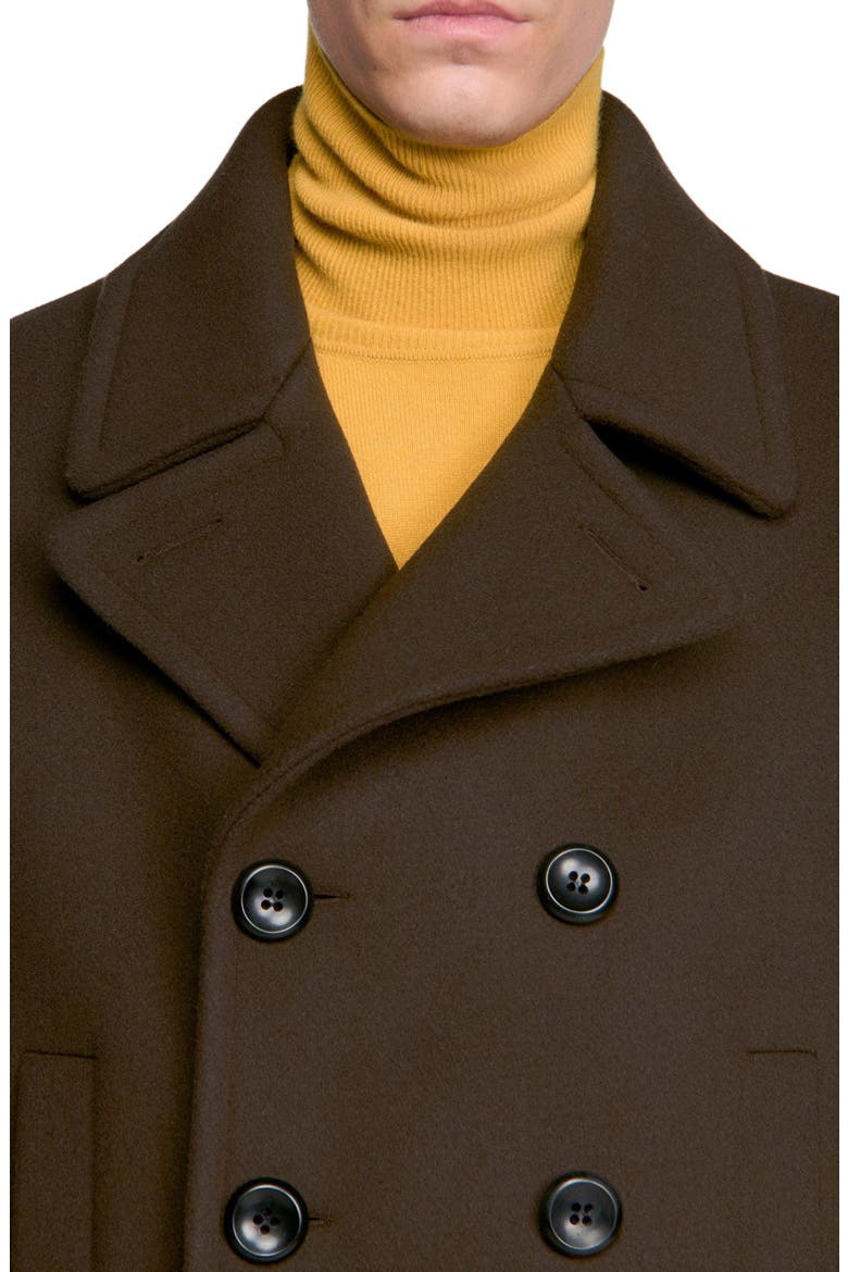 Double-breasted wool pea coat, Alternate, color, Taupe / kaki