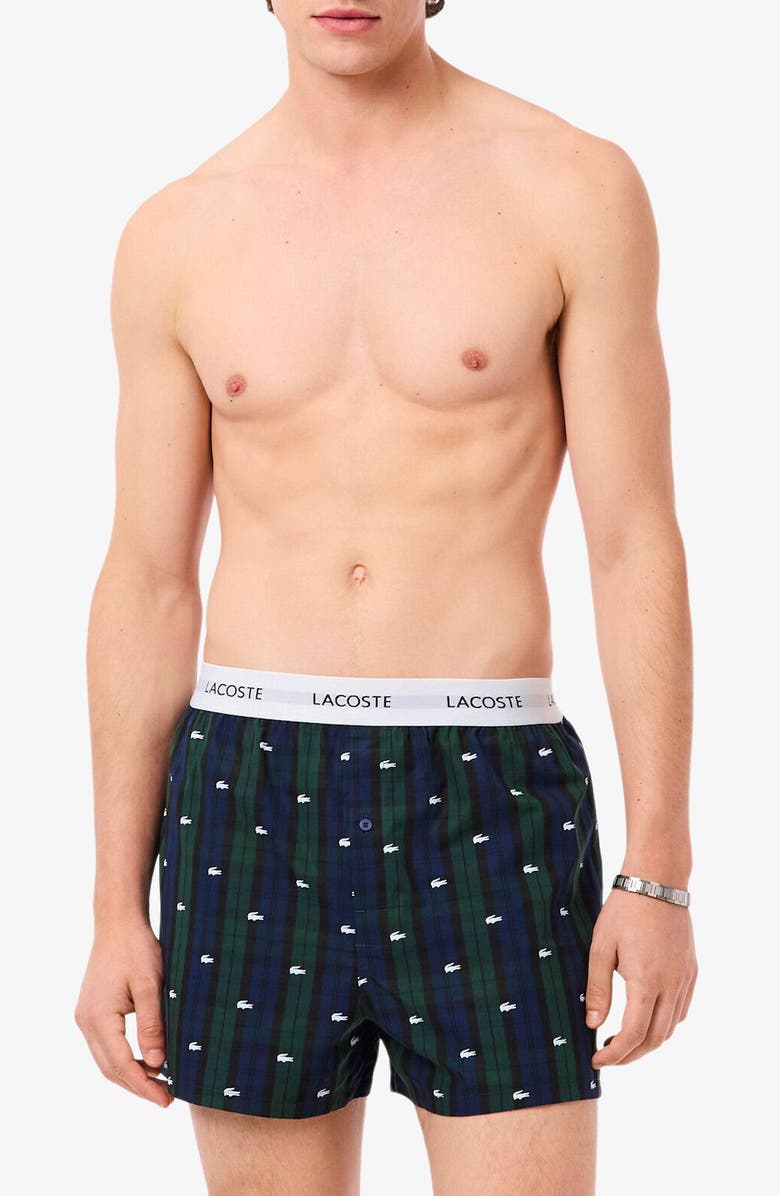 Lacoste Assorted 3-Pack Cotton Boxer Briefs, Alternate, color, Navy Blue/ Sinople