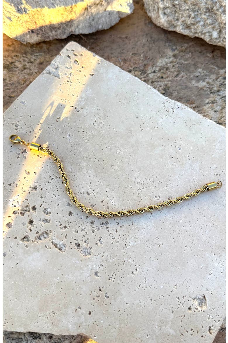 18K Gold Plated Stainless Steel Rope Chain Bracelet, Alternate, color, GOLD
