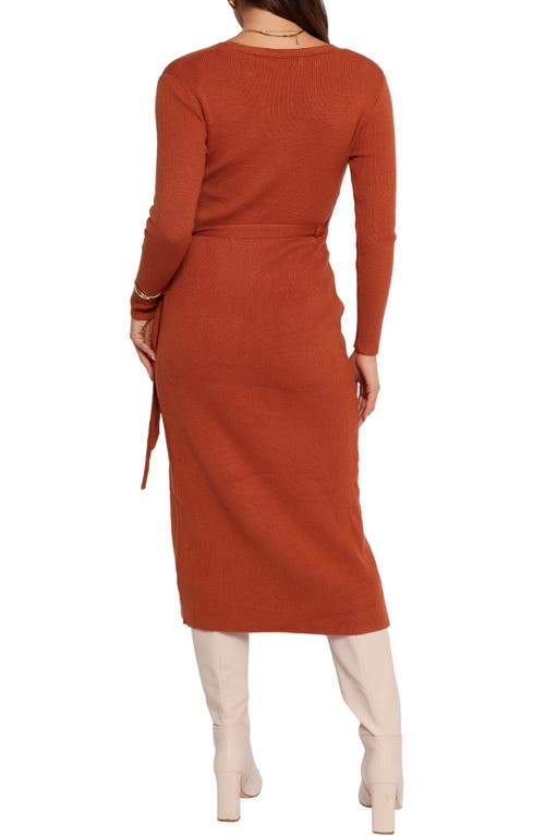 Petal And Pup Petal & Pup Kellan Long Sleeve Wrap Midi Dress In Brown