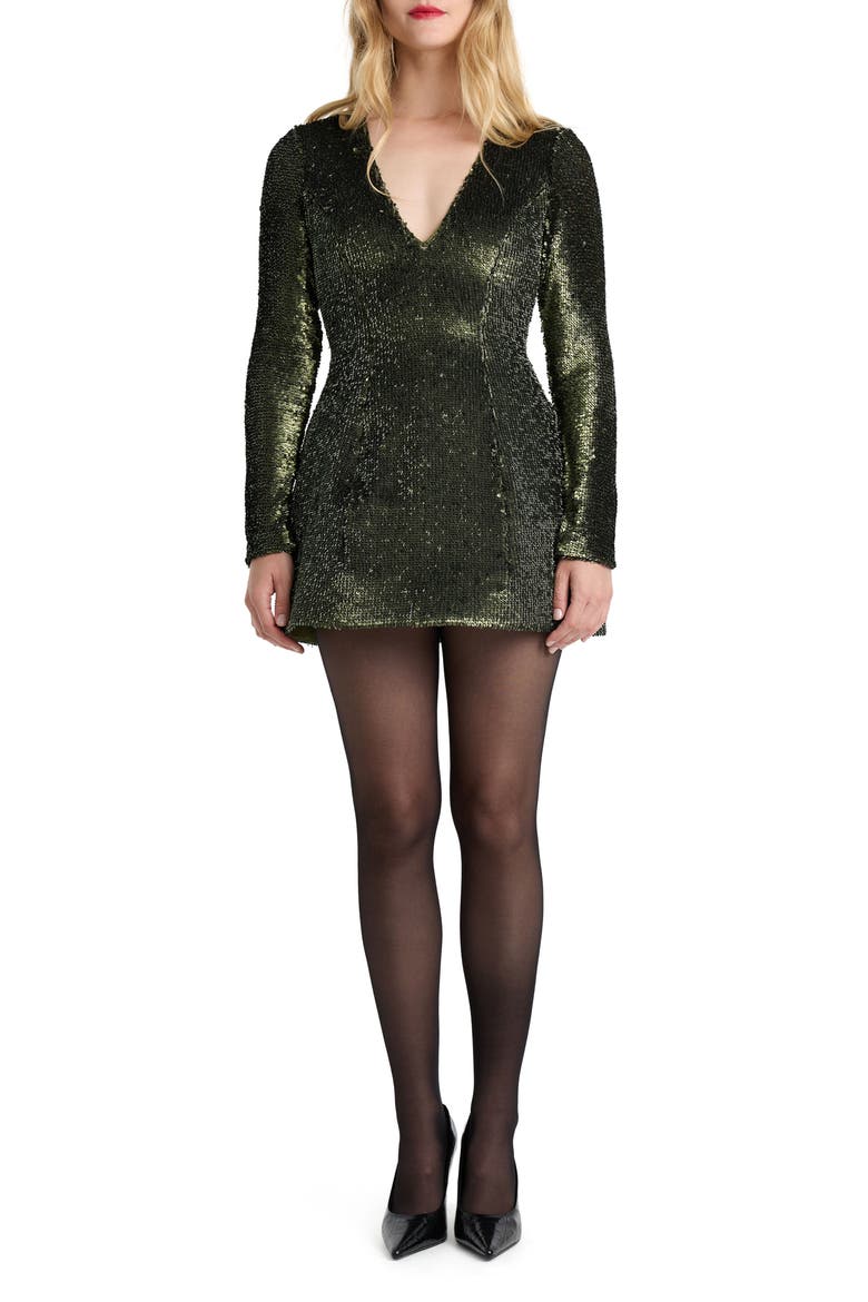 Eida Long Sleeve Hourglass Minidress, Main, color, KHAKI