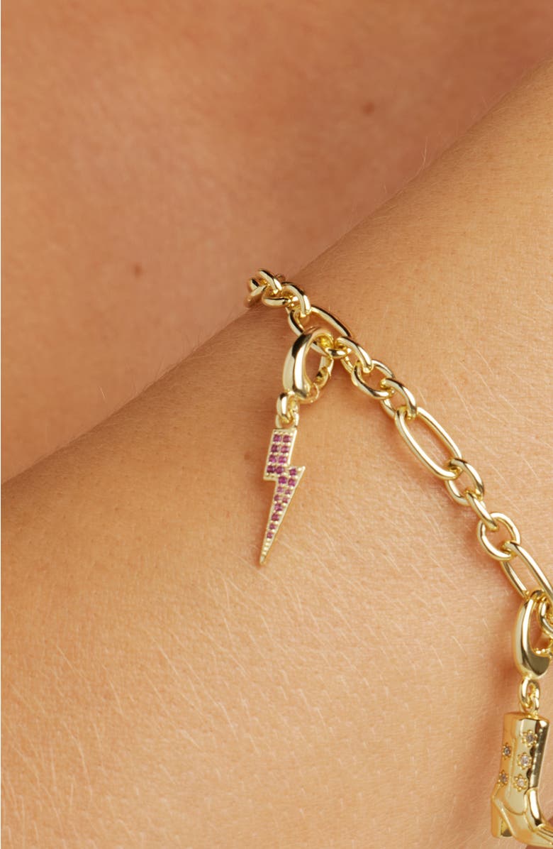 Untamed Petals Lightning Bolt Charm, Alternate, color, Gold