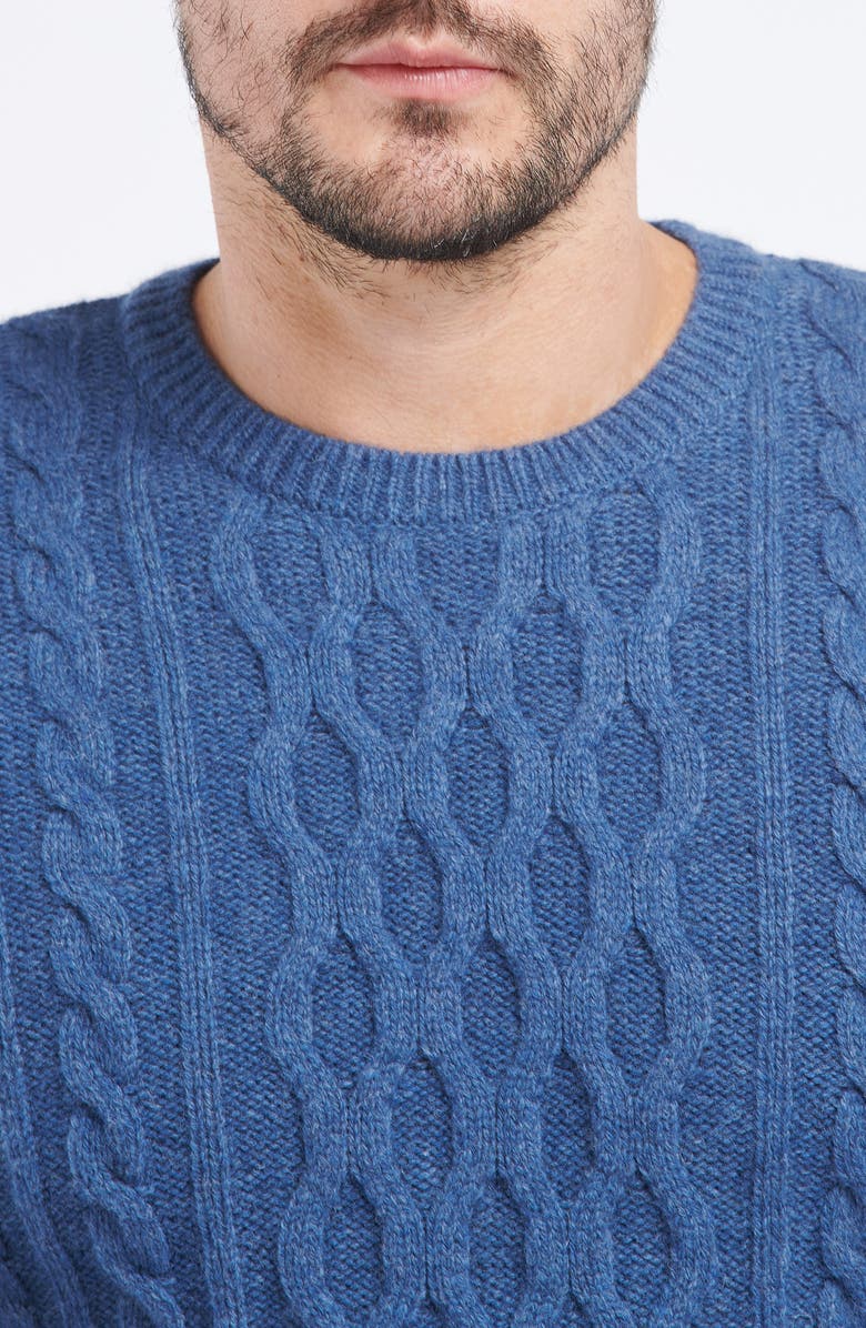 Barbour Essential Chunky Cable Crewneck Wool Blend Sweater, Alternate, color, Denim Marl