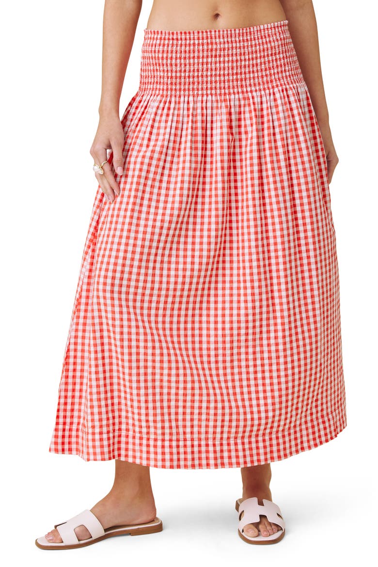 Gigi Gingham A-Line Skirt, Main, color, FIREWORK/ WHITE