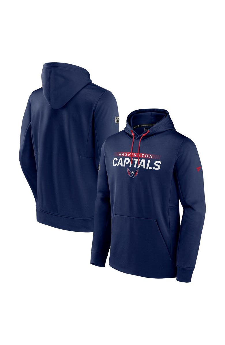 FANATICS Men's Fanatics Branded Navy Washington Capitals Authentic Pro Rink Pullover Hoodie, Main, color,