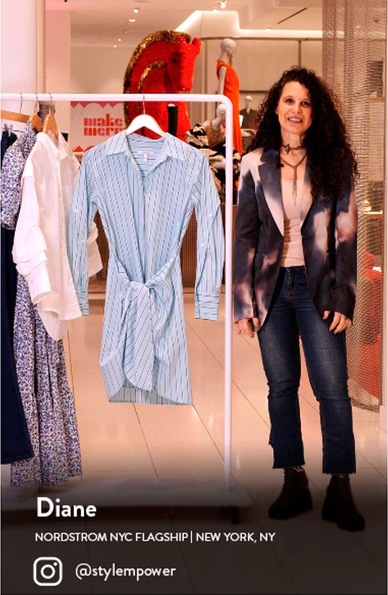 Stripe Tie Waist Long Sleeve Cotton Shirtdress, sales video thumbnail