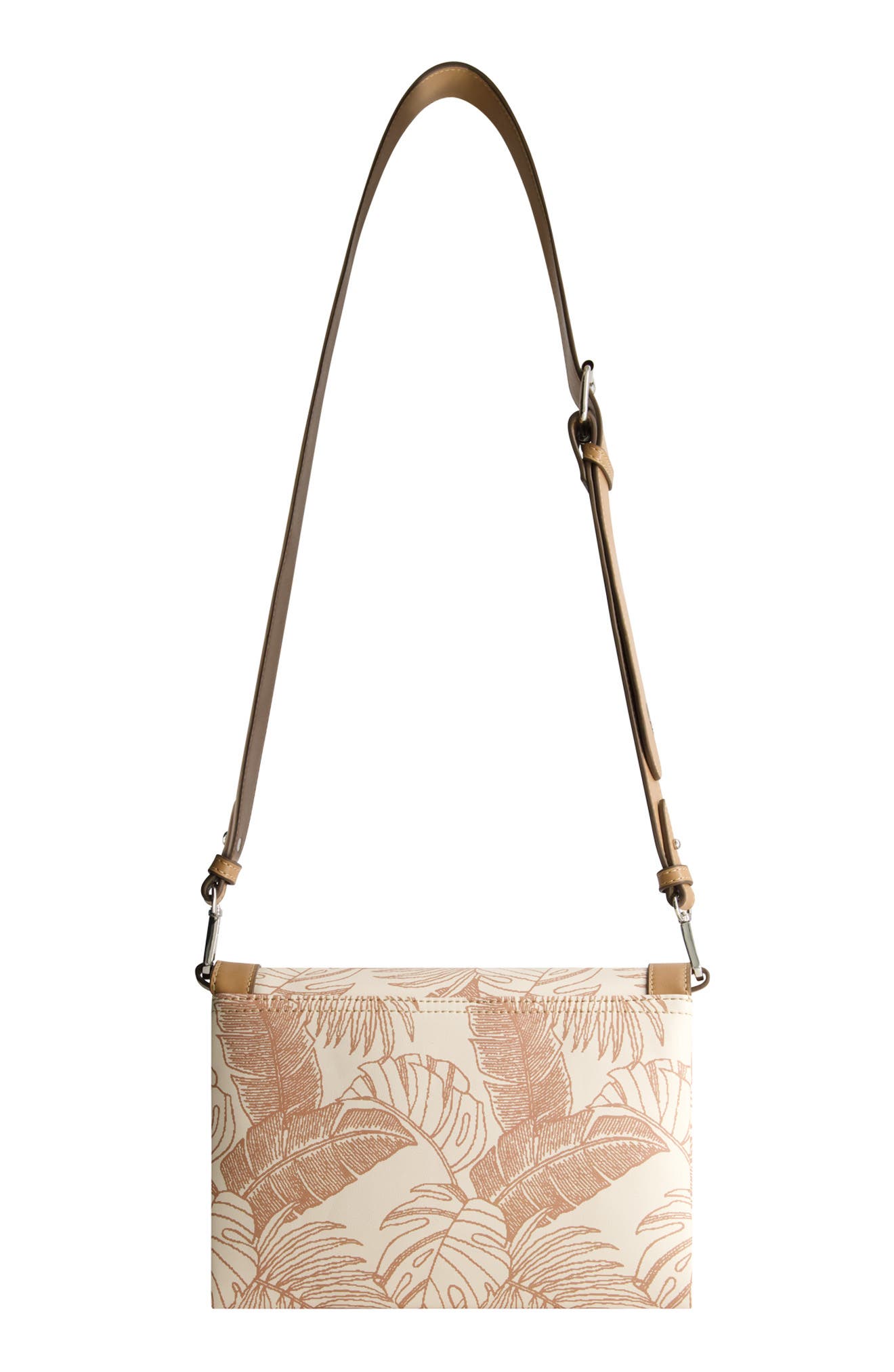 Tommy Bahama Debossed Logo Leaf Print City Crossbody Bag, Alternate, color, Tan