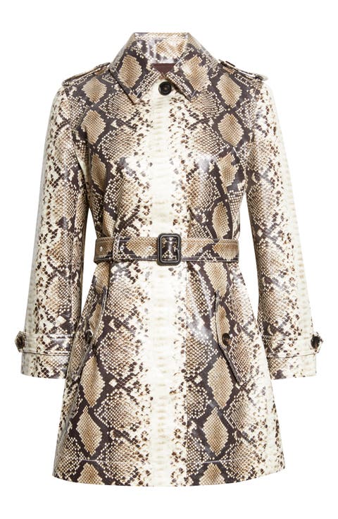 Stonehaven Python Print Coated Cotton Car Coat
