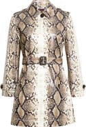 Burberry Stonehaven Python Print Coated Cotton Car Coat