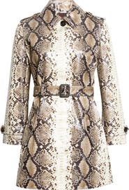 Burberry Stonehaven Python Print Coated Cotton Car Coat