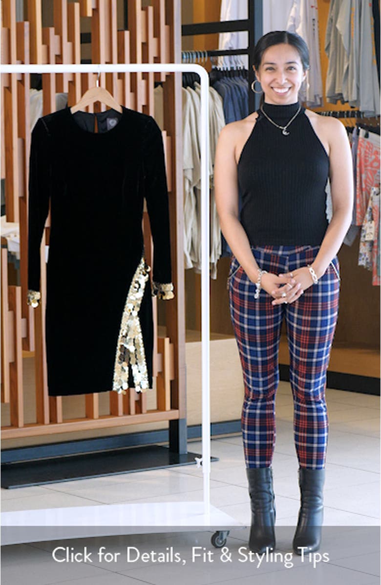 Paillette Detail Long Sleeve Velvet Cocktail Dress, sales video thumbnail