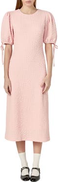 English Factory Textured Puff Sleeve Midi Dress