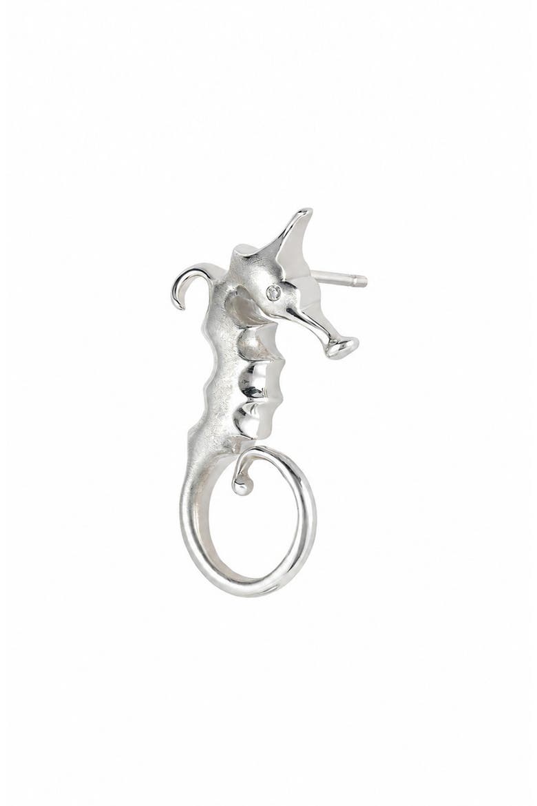 Angela Cummings Pavé Lab Grown Diamond Seahorse Earrings, Main, color, STERLING SILVER
