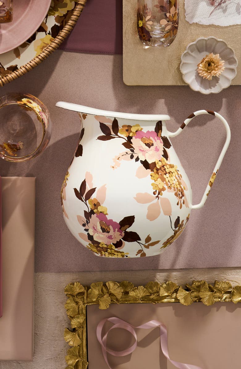 MACKENZIE CHILDS Wild Rose Pitcher, Alternate, color, White