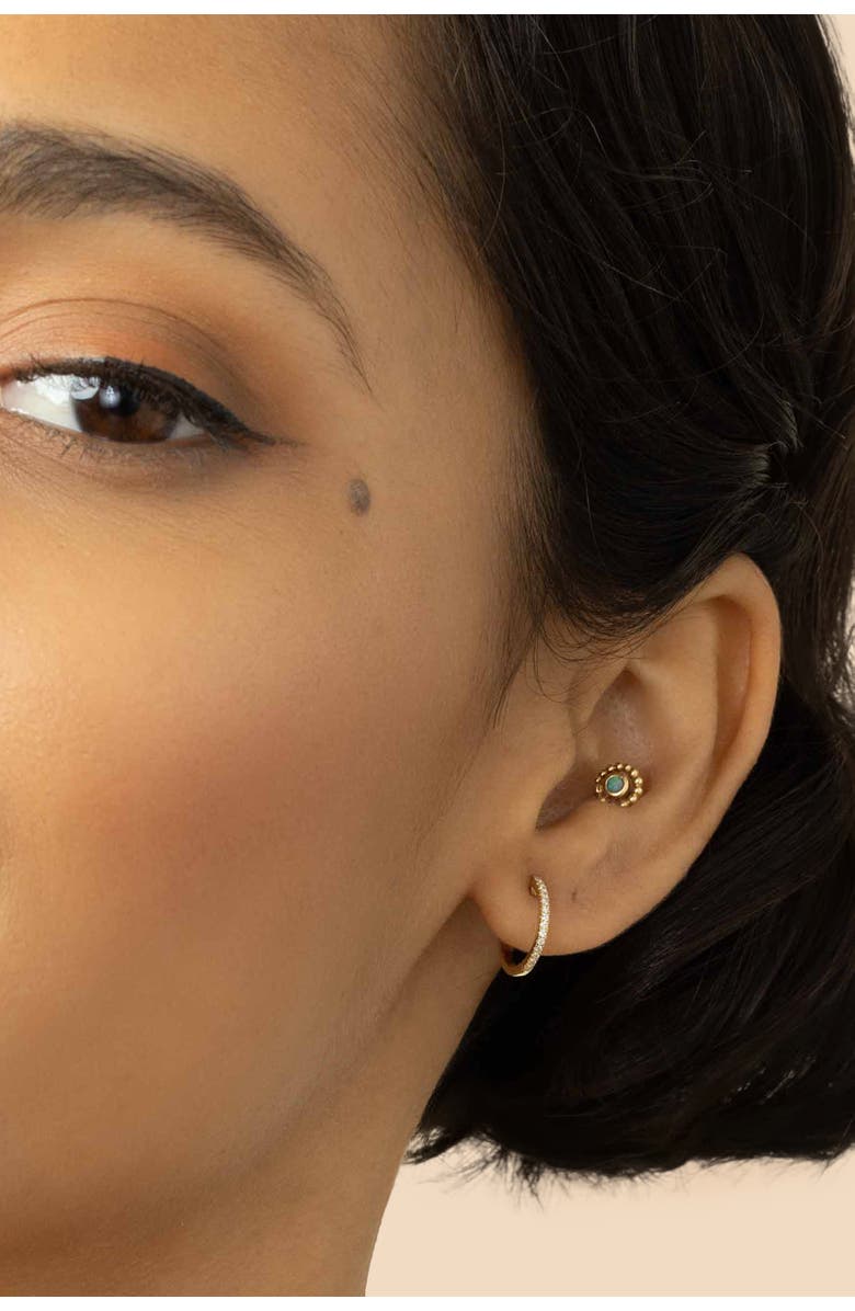 Oradina 14K Gold Shine Bright Small Diamond Hoops, Alternate, color, White Gold - Diamonds