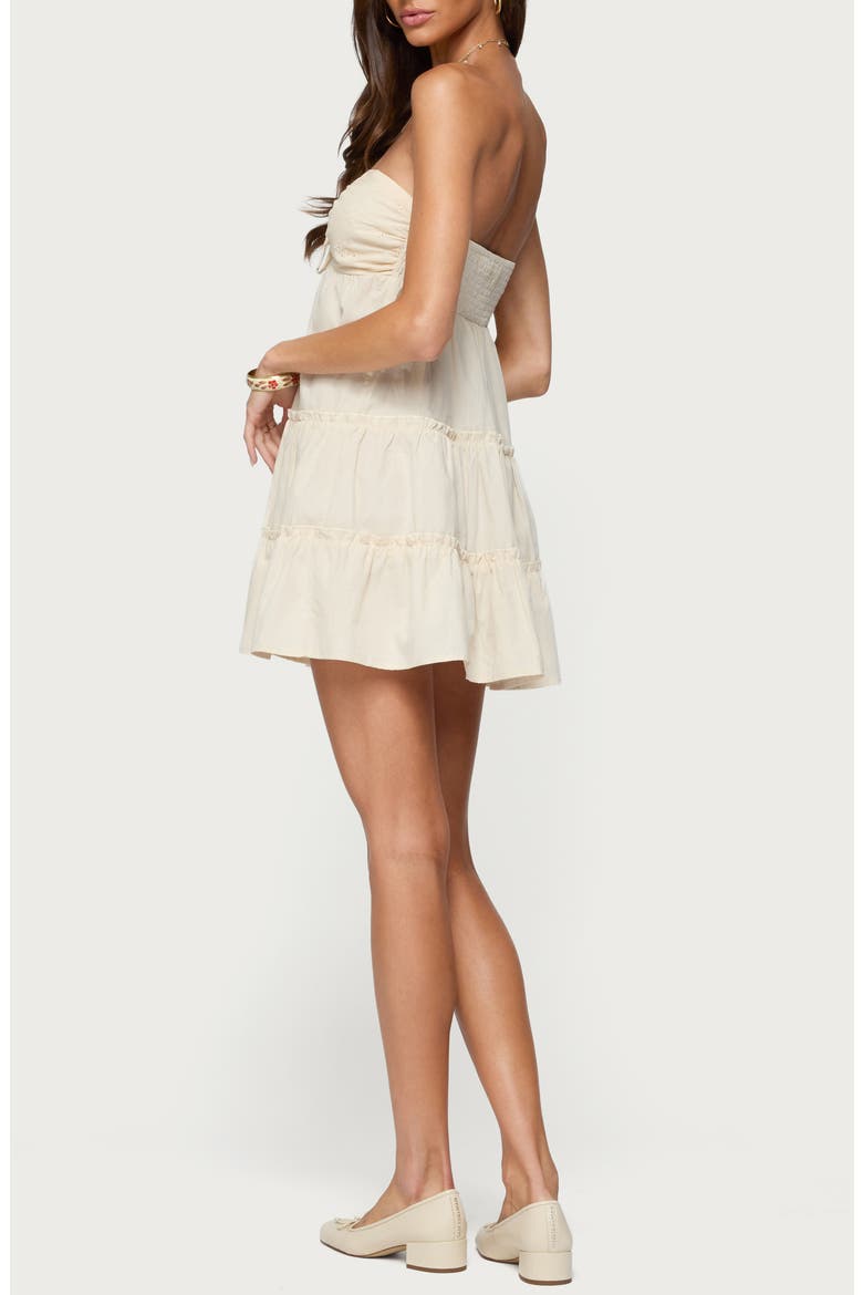 Safie Strapless Tiered Cotton Minidress, Alternate, color, CREAM