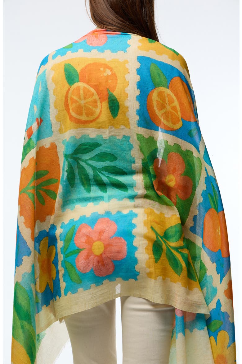 Spring Print Scarf, Alternate, color, TURQUOISE MULTI